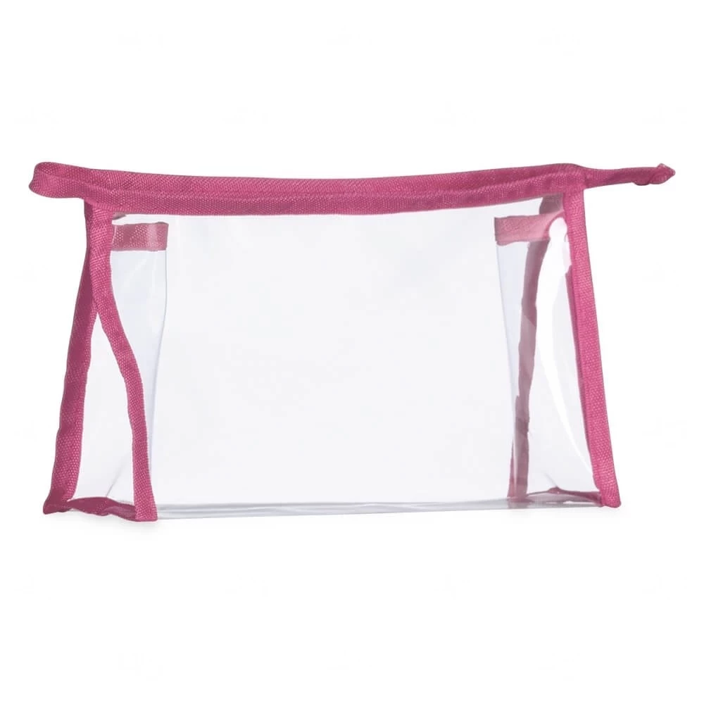 Nécessaire Plástica Transparente Personalizada Rosa Escuro
