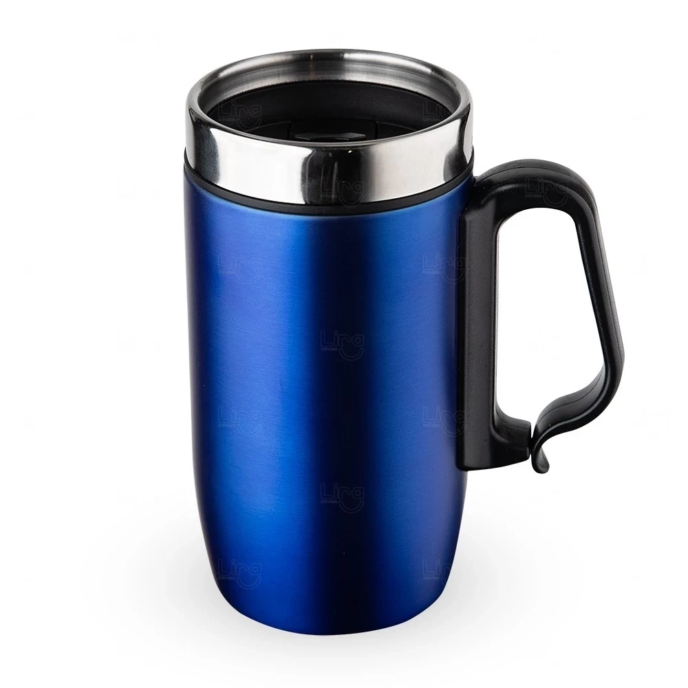 Caneca Inox Isotérmica 250ml Personalizada Azul