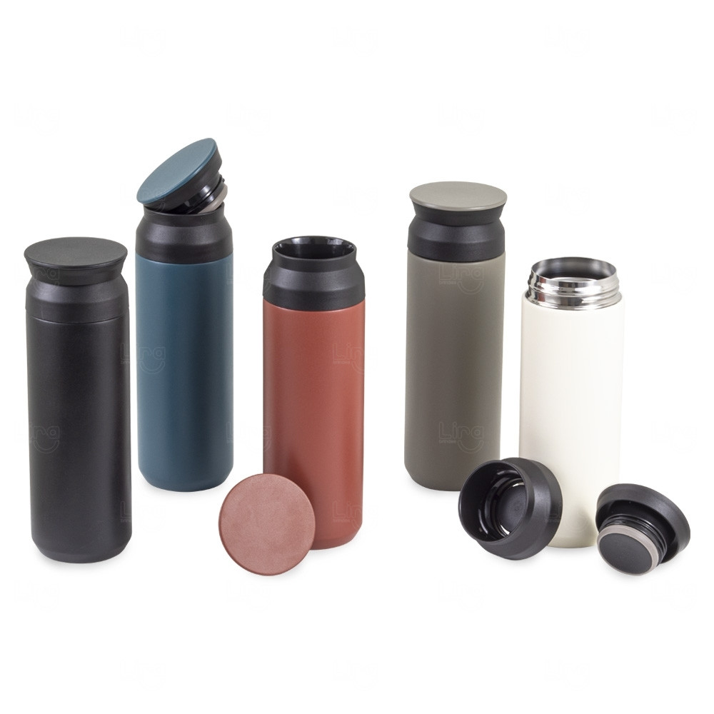 Garrafa Térmica 470ml Inox com Tampa Dupla Personalizada 