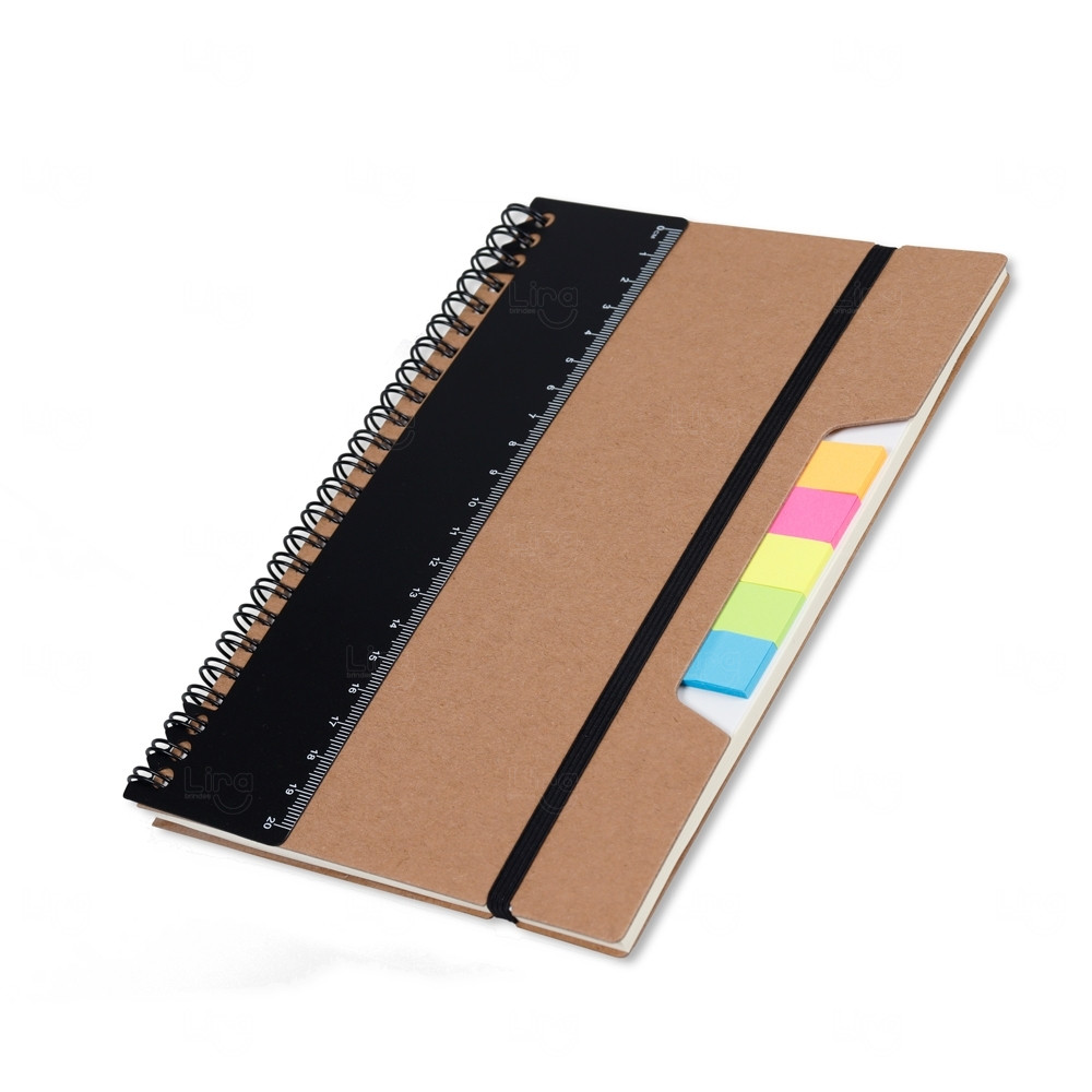 Caderno com Autoadesivos e Régua Personalizado - 21 x 15,5 cm 