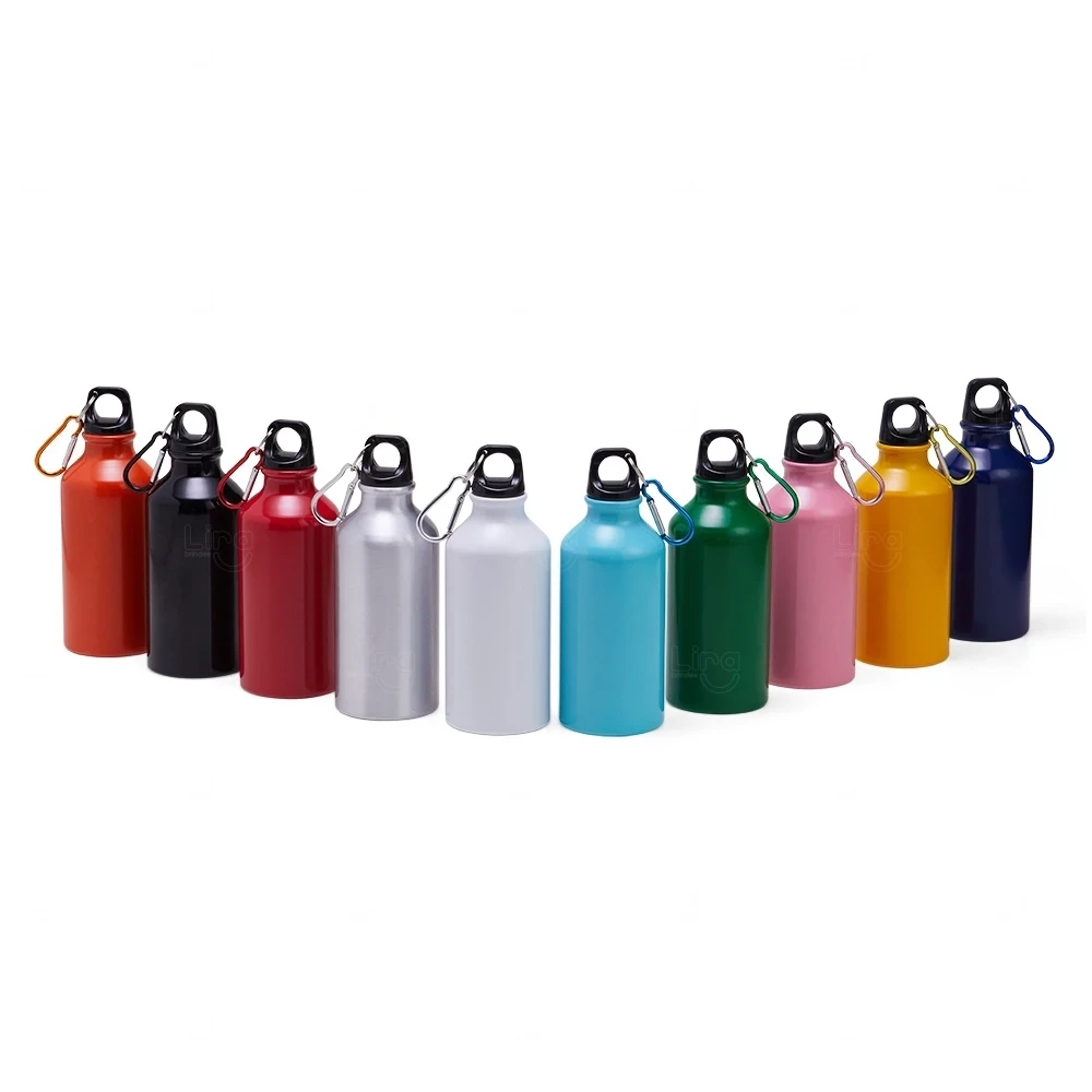 Garrafa Alumínio 420ml com Mosquetão Personalizado 