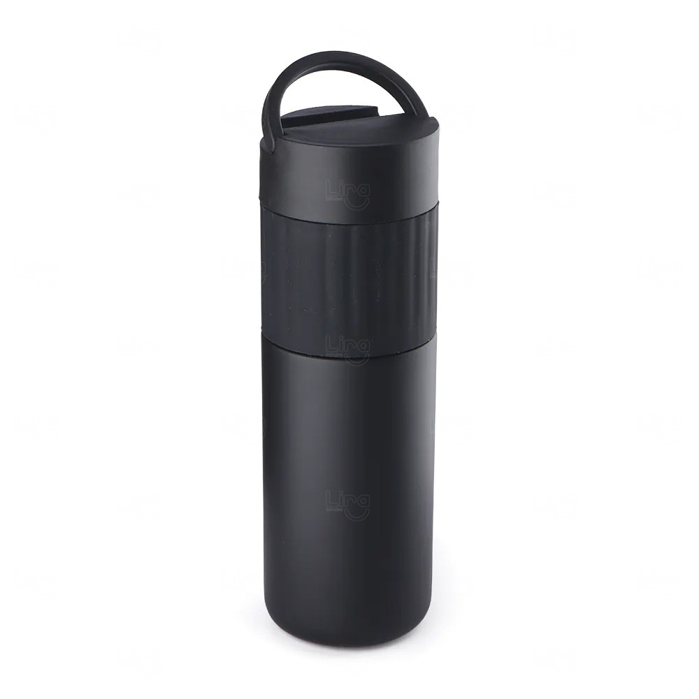 Garrafa Térmica Personalizada com Suporte para Celular - 500ml Preto