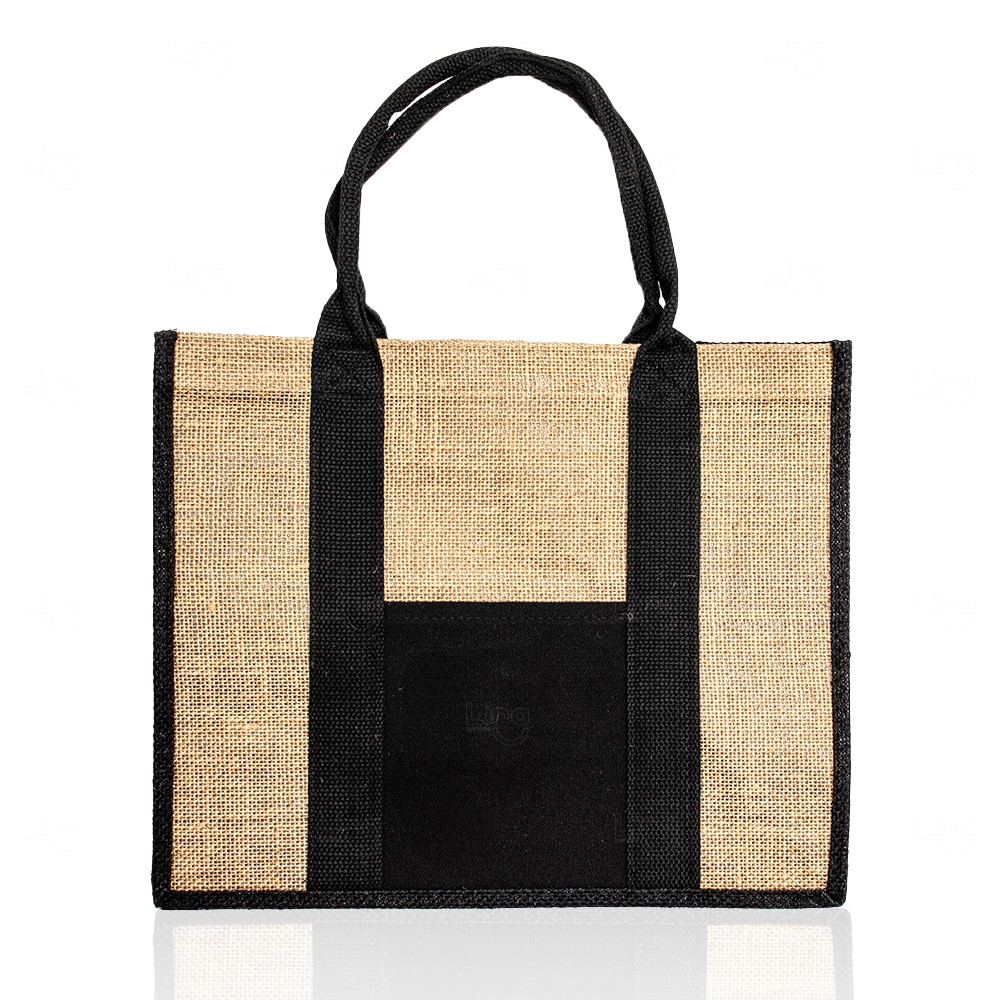 Sacola de Linho Personalizada - 30 x 36,5 cm Preto