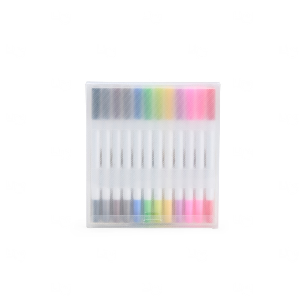 Kit Canetinhas Ponta Dupla Personalizada - 12 Cores 